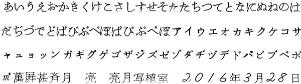 岩田特細明朝体の印字