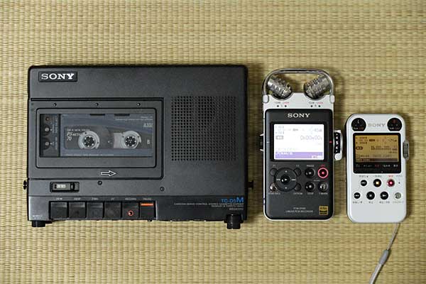 TC-D5M、PCM-D100、PCM-M10大きさ比較