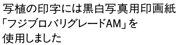 写植の印字には黒白写真用印画紙「フジブロバリグレードAM」を使用しました・印画紙