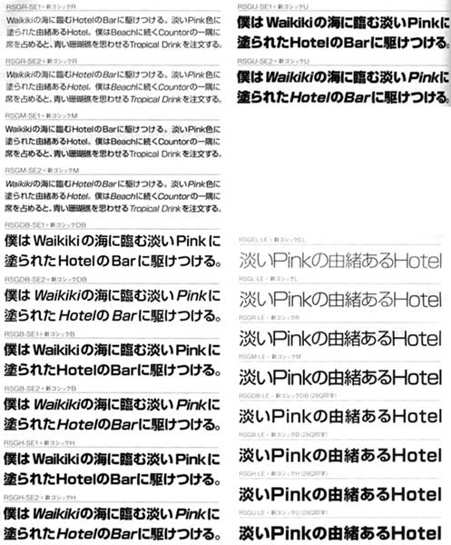 新ゴシック体の欧文見本