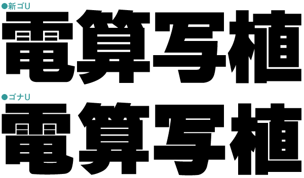 新ゴUとゴナUの隙間比較
